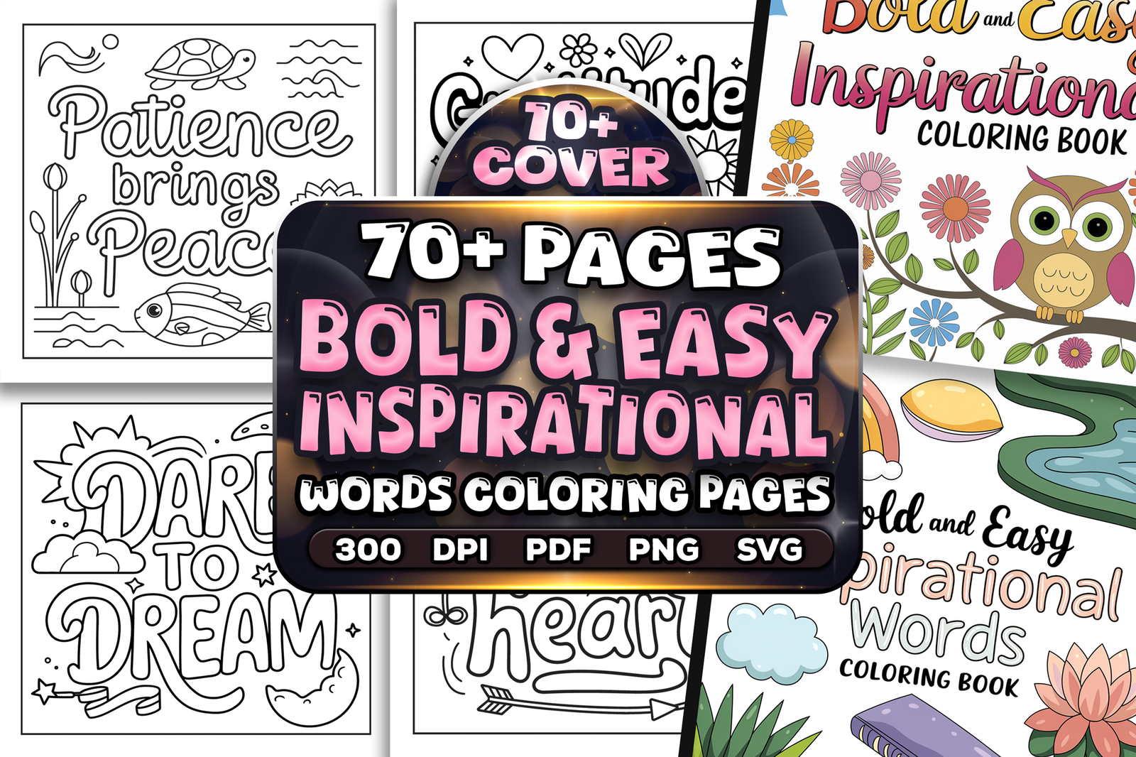 Bold and Easy Inspirational Words Coloring Pages