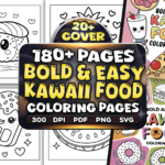 Bold and Easy Kawaii Food Coloring Pages Bundle