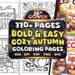 Bold and Easy Cozy Autumn Coloring Pages Bundle