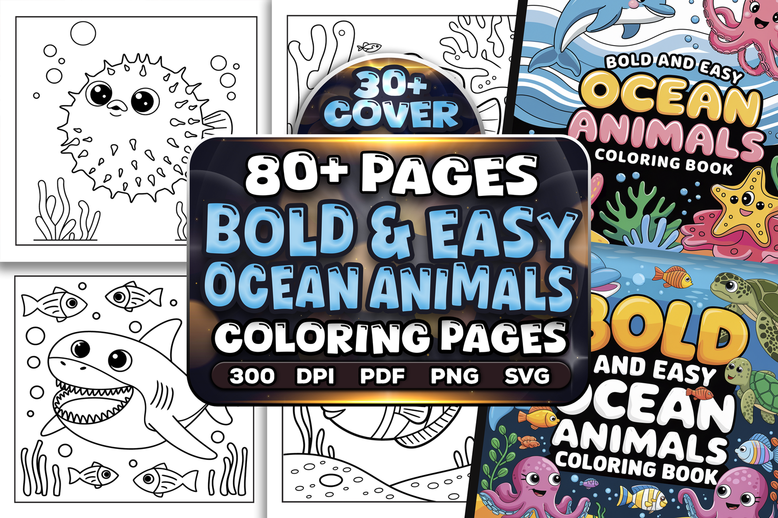 Bold and Easy Ocean Animals Coloring Pages