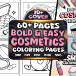 Bold and Easy Cosmetics Coloring Book Pages Bundle