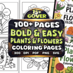 Bold and Easy Plants and Flowers Coloring Pages Bundle