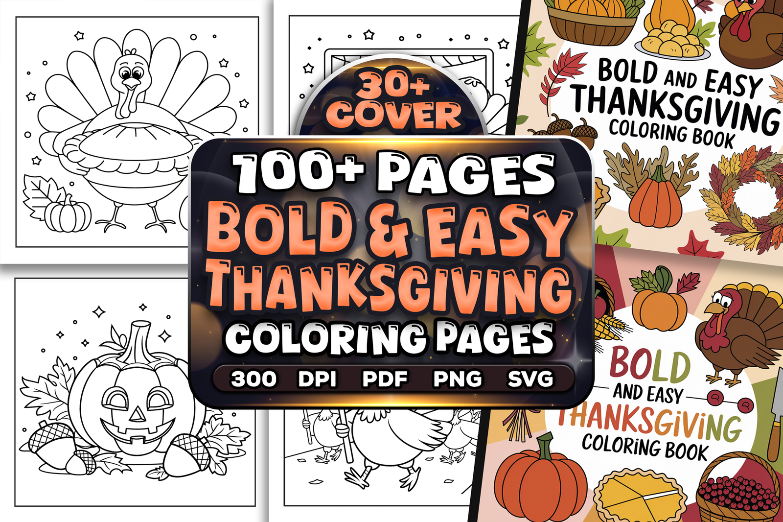 Bold and Easy Thanksgiving Coloring Pages