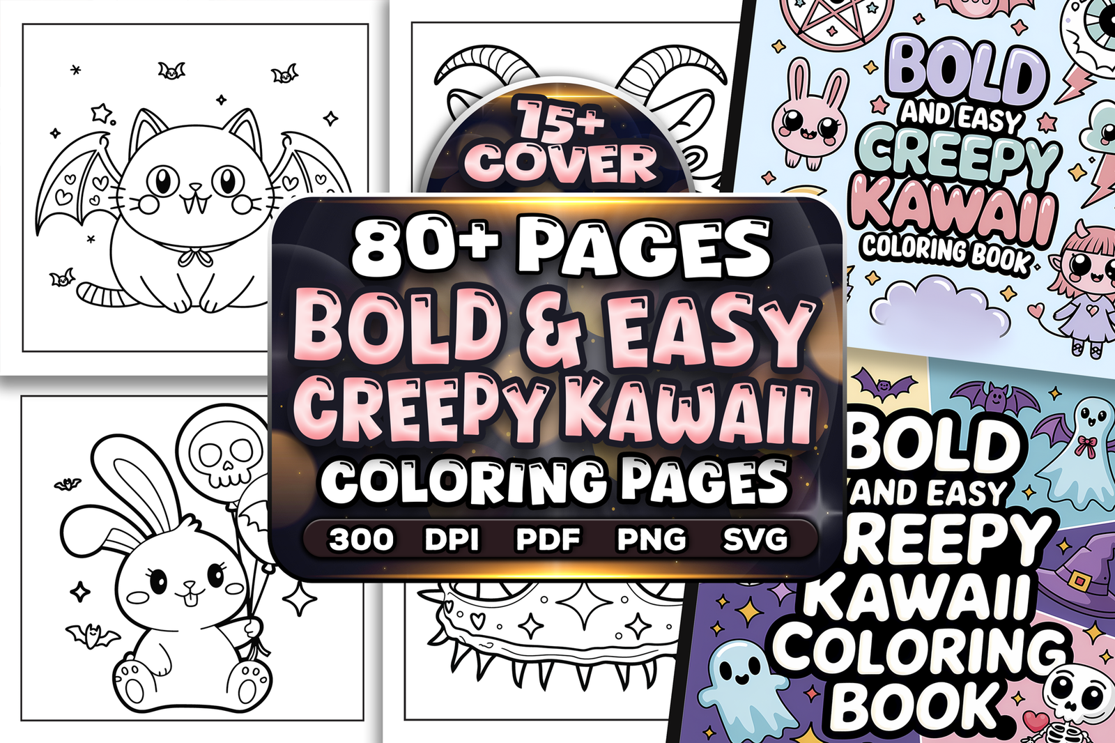 80+ Easy Creepy Kawaii Pastel Goth Coloring Pages