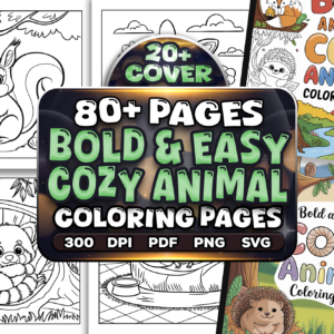 Bold and Easy Cozy Animal Coloring Book
