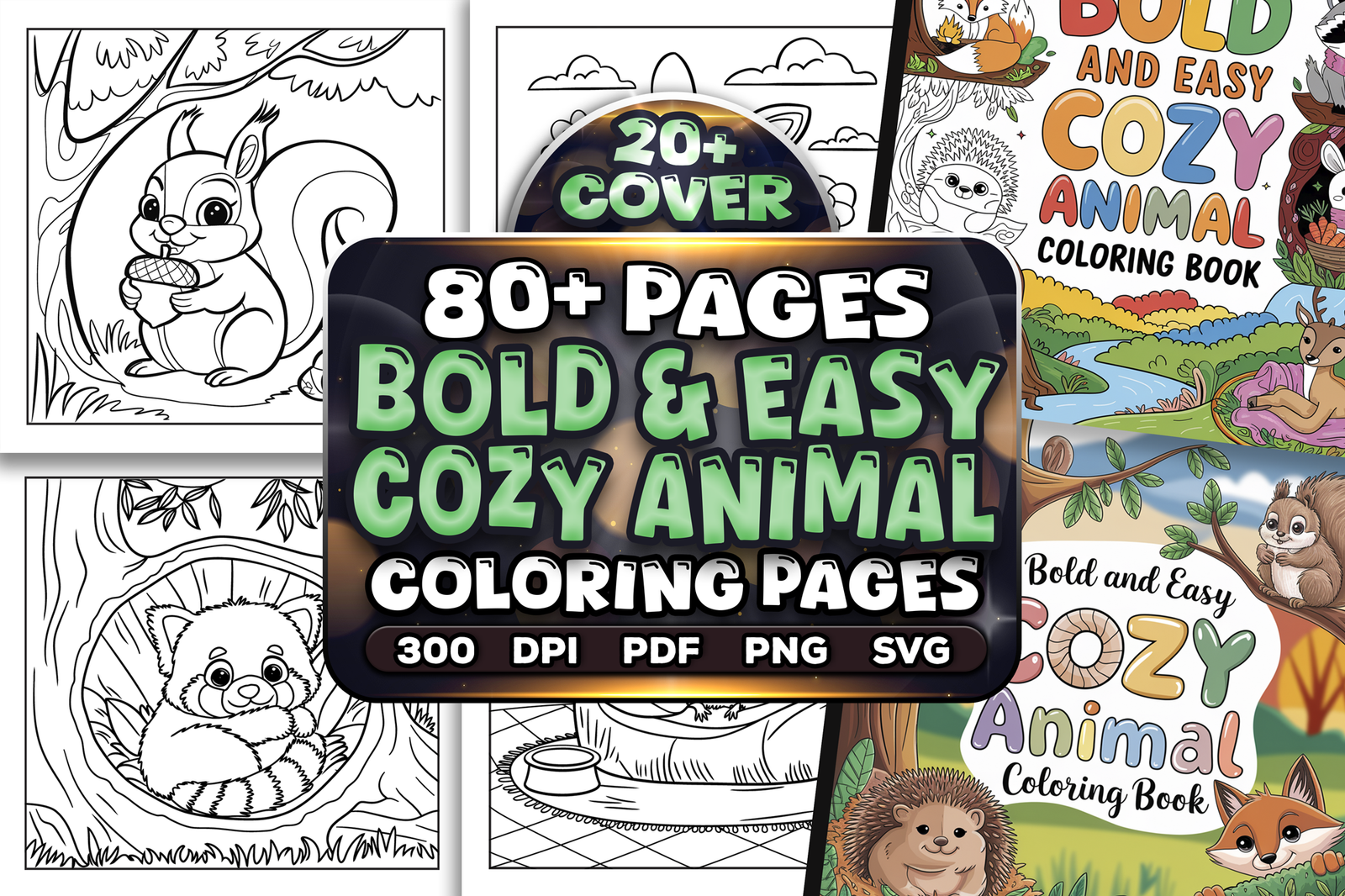 Bold and Easy Cozy Animal Coloring Book