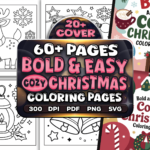 Bold and Easy Cozy Christmas Coloring Pages Bundle