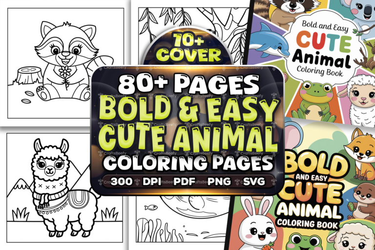 Bold and Easy Cute Animal Coloring Pages