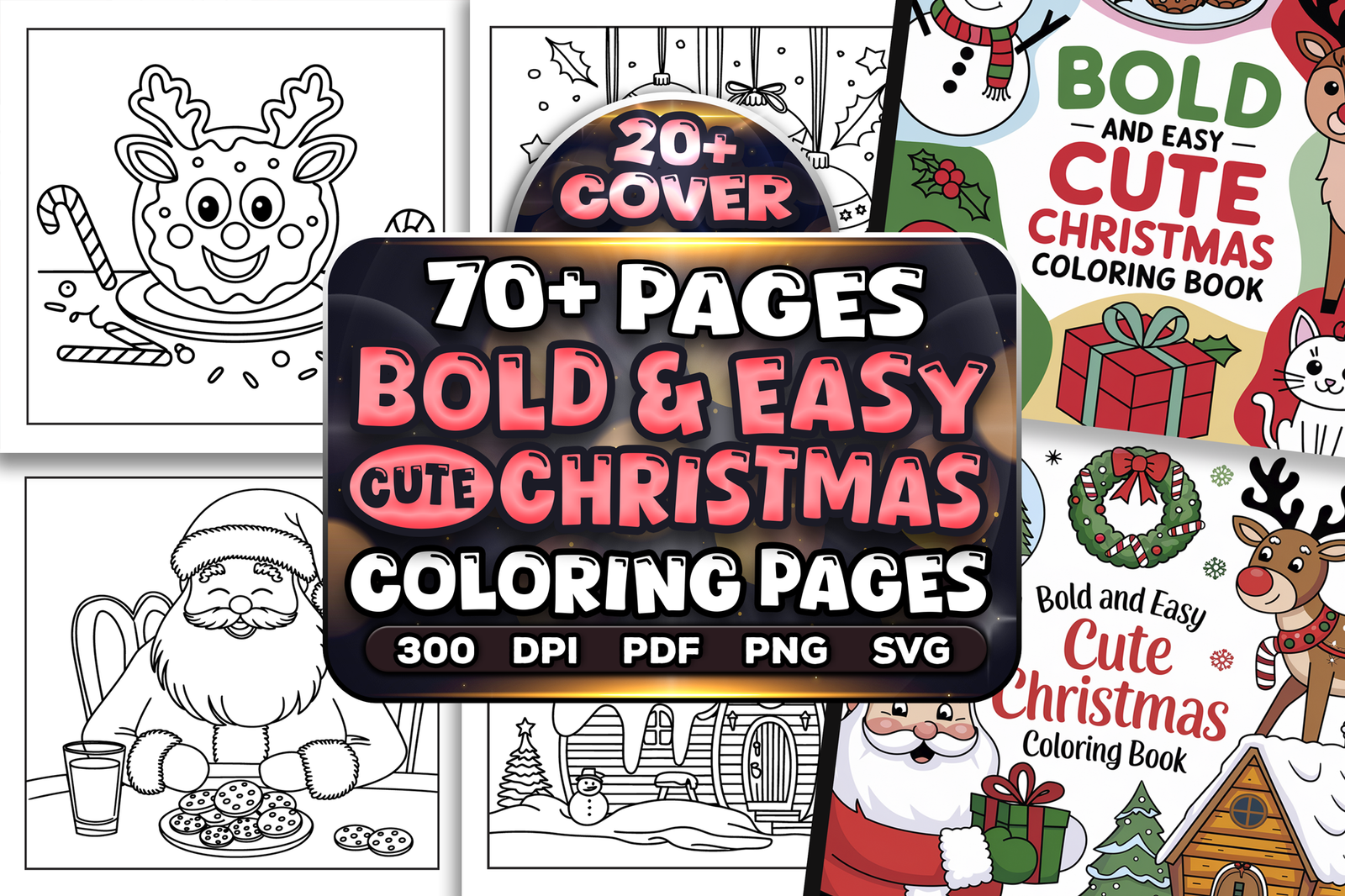 Bold and Easy Cute Christmas Coloring Pages