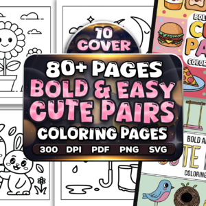 Bold and Easy Cute Pairs Coloring Pages