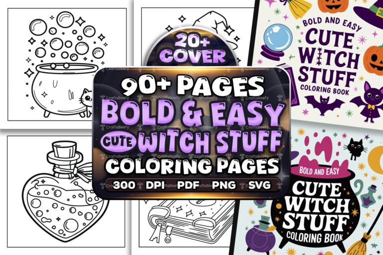 Bold and Easy Cute Witch Stuff Coloring Book