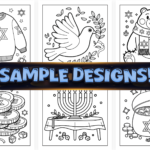 Bold and Easy Cute Hanukkah Coloring Pages Bundle