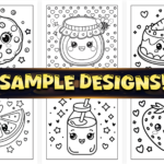 Bold and Easy Kawaii Food Coloring Pages Bundle