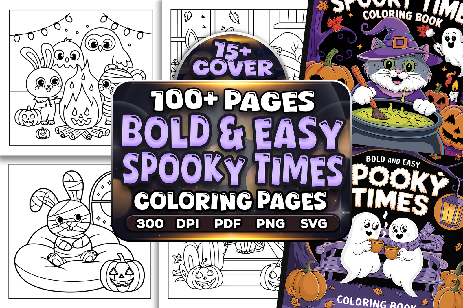 Bold and Easy Spooky Times Coloring Pages