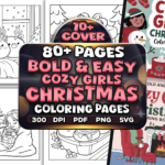 Bold and Easy Cozy Girls Christmas Coloring Pages Bundle | KDP Interior