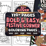 Bold and Easy Festive Corner Coloring Pages Bundle | KDP Interior