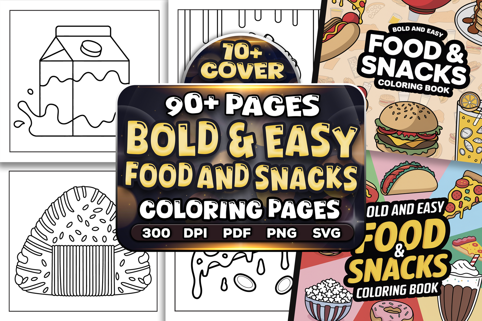 Bold and Easy Food & Snacks Coloring Pages