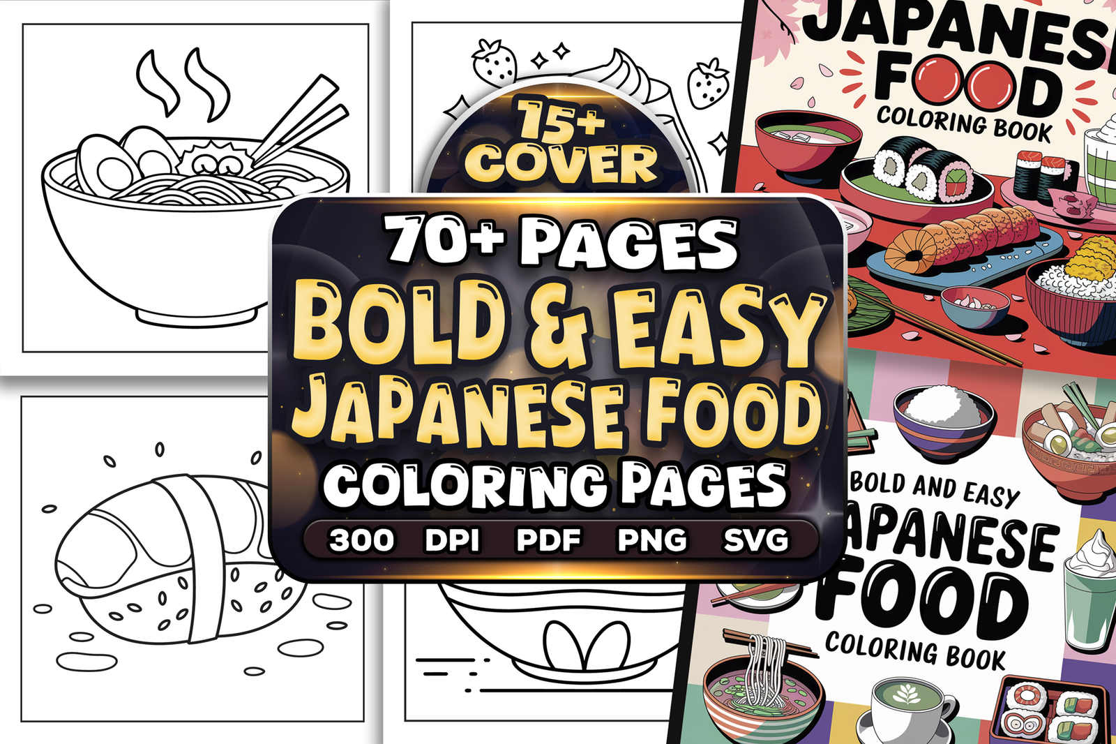 Bold and Easy Japanese Food Coloring Pages