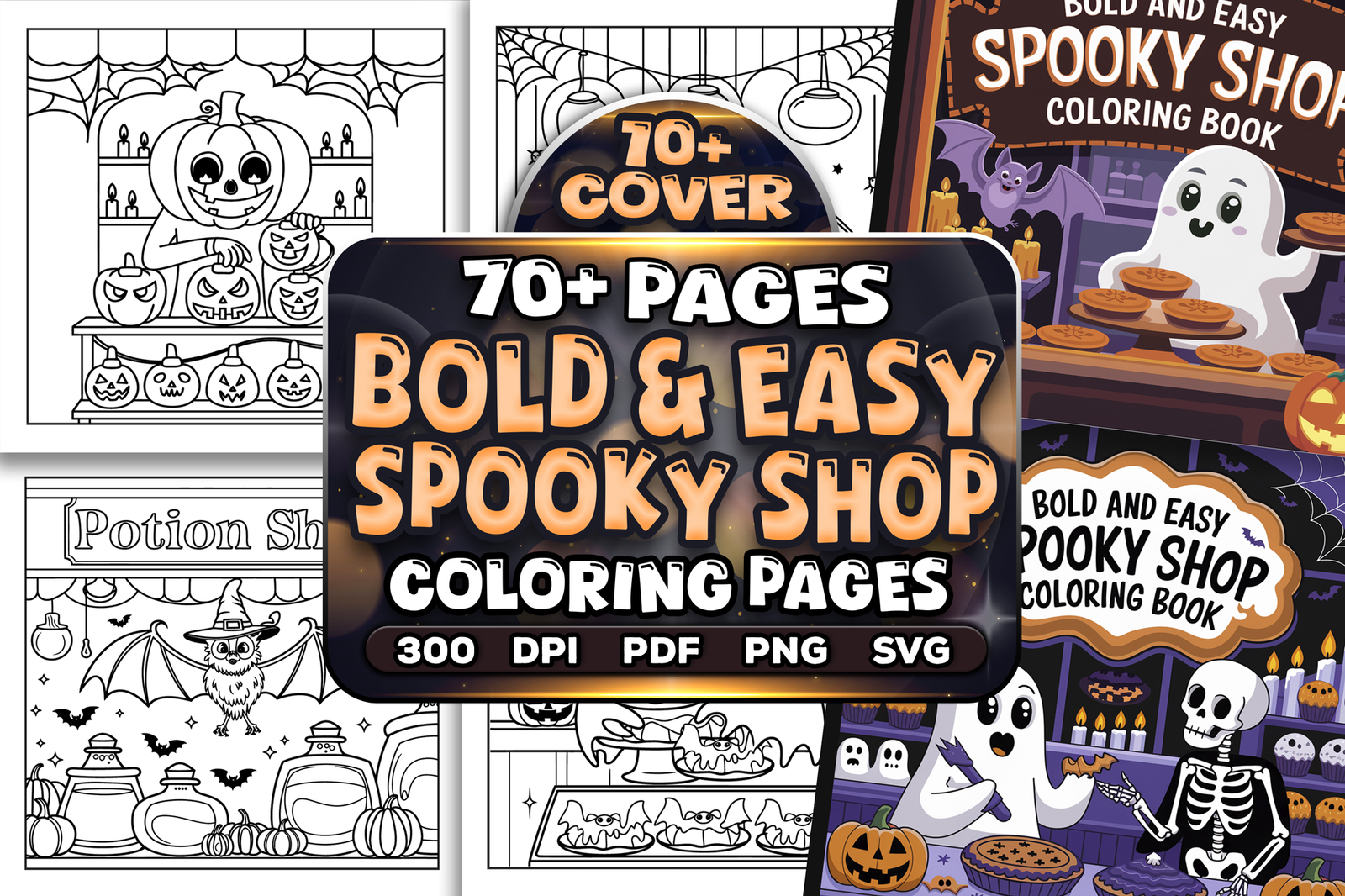 Bold and Easy Spooky Shop Coloring Pages