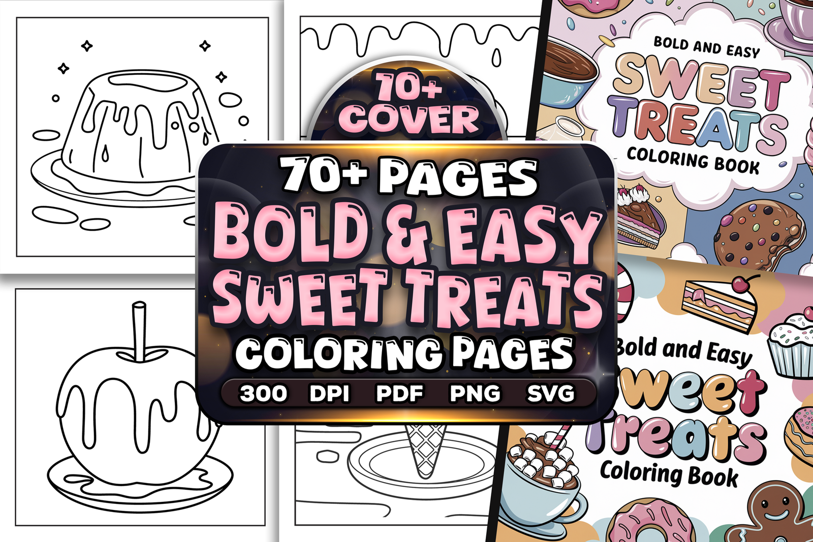 Bold and Easy Sweet Treats Coloring Pages