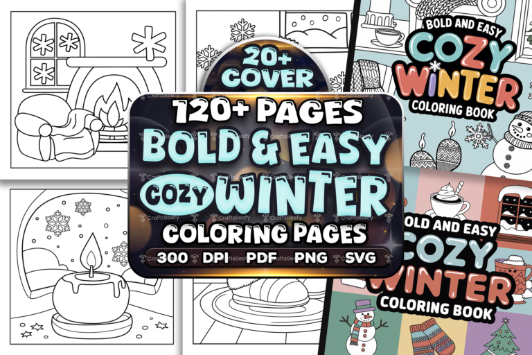 Bold and Easy Cozy Winter Coloring Pages Bundle | KDP Interior