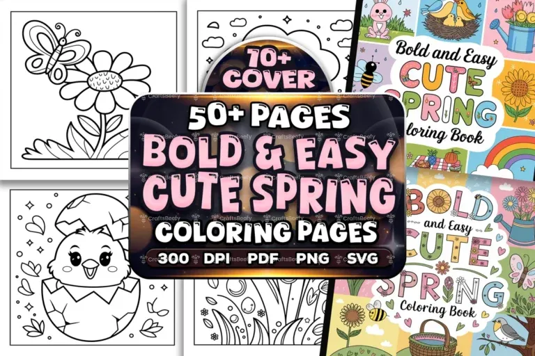 Bold Easy Cute Spring Coloring Pages