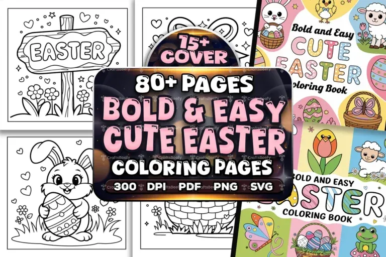 Bold Easy Cute Easter Coloring Pages