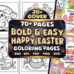 Bold Easy Happy Easter Coloring Pages