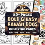 Bold Easy Kawaii Dogs Coloring Pages