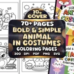 Simple Animal in Costumes Coloring Pages
