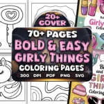 Bold and Easy Girly Things Coloring Pages