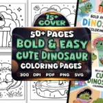 Bold Easy Cute Dinosaur Coloring Pages