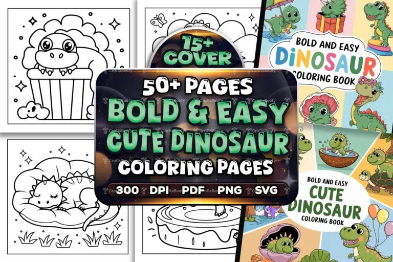 Bold Easy Cute Dinosaur Coloring Pages