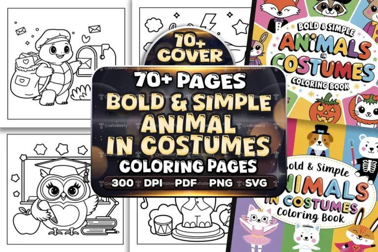 Simple Animal in Costumes Coloring Pages