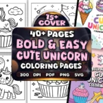 Bold Easy Cute Unicorn Coloring Pages