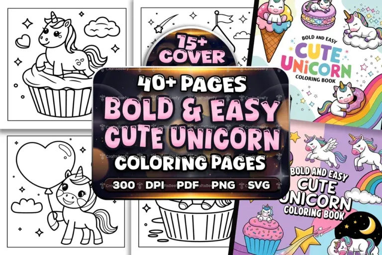 Bold Easy Cute Unicorn Coloring Pages