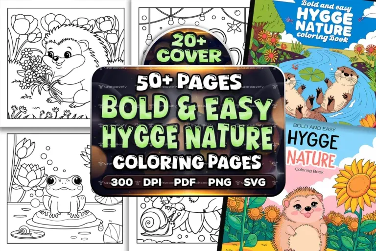 Bold Easy Hygge Nature Coloring Pages