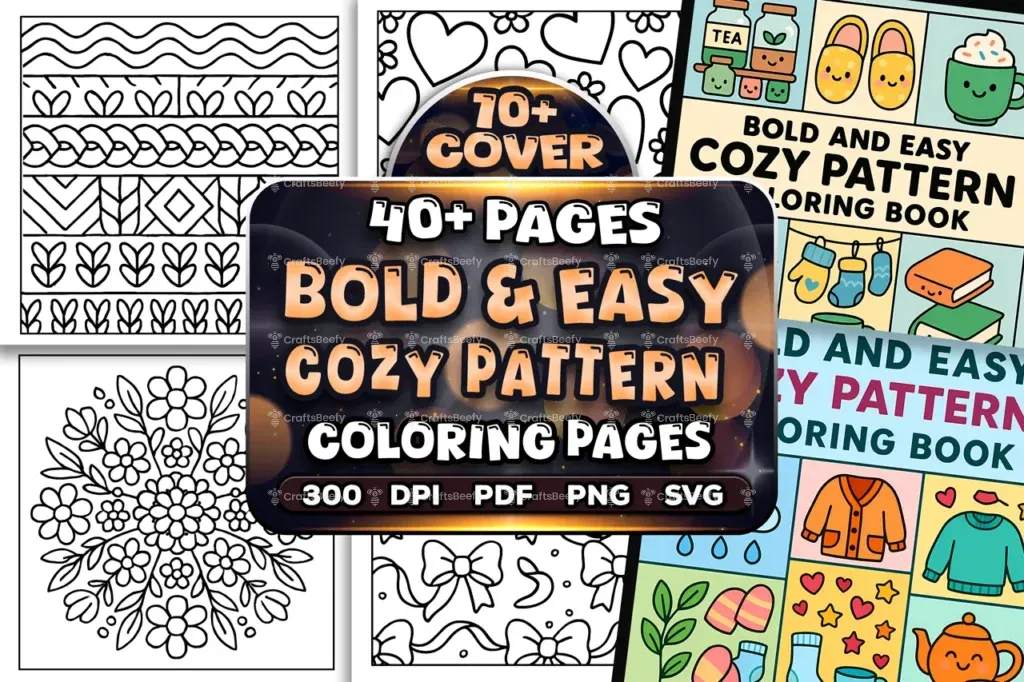 Bold Easy Cozy Pattern Coloring Pages