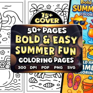 50+ Bold Easy Summer Fun Coloring Pages