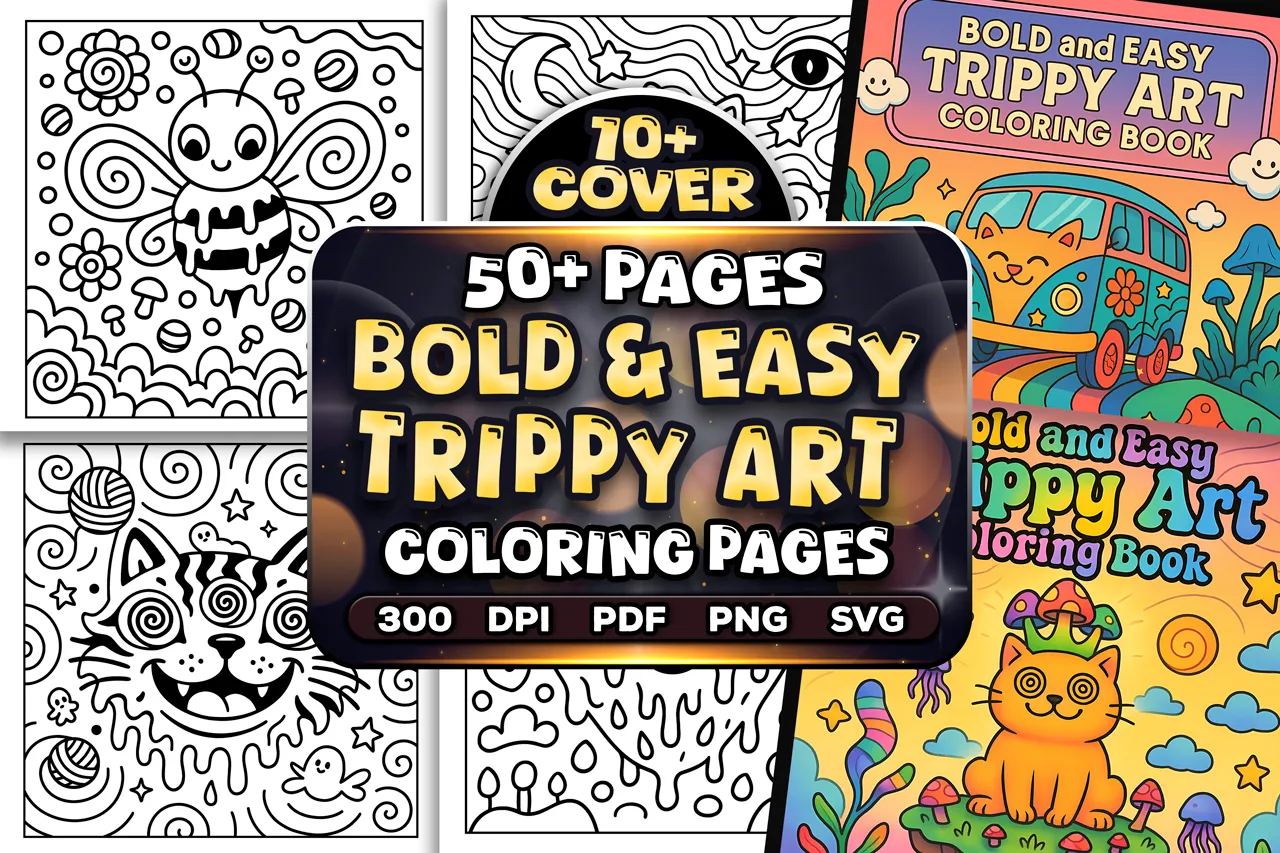 50+ Bold Easy Trippy Art Coloring Pages