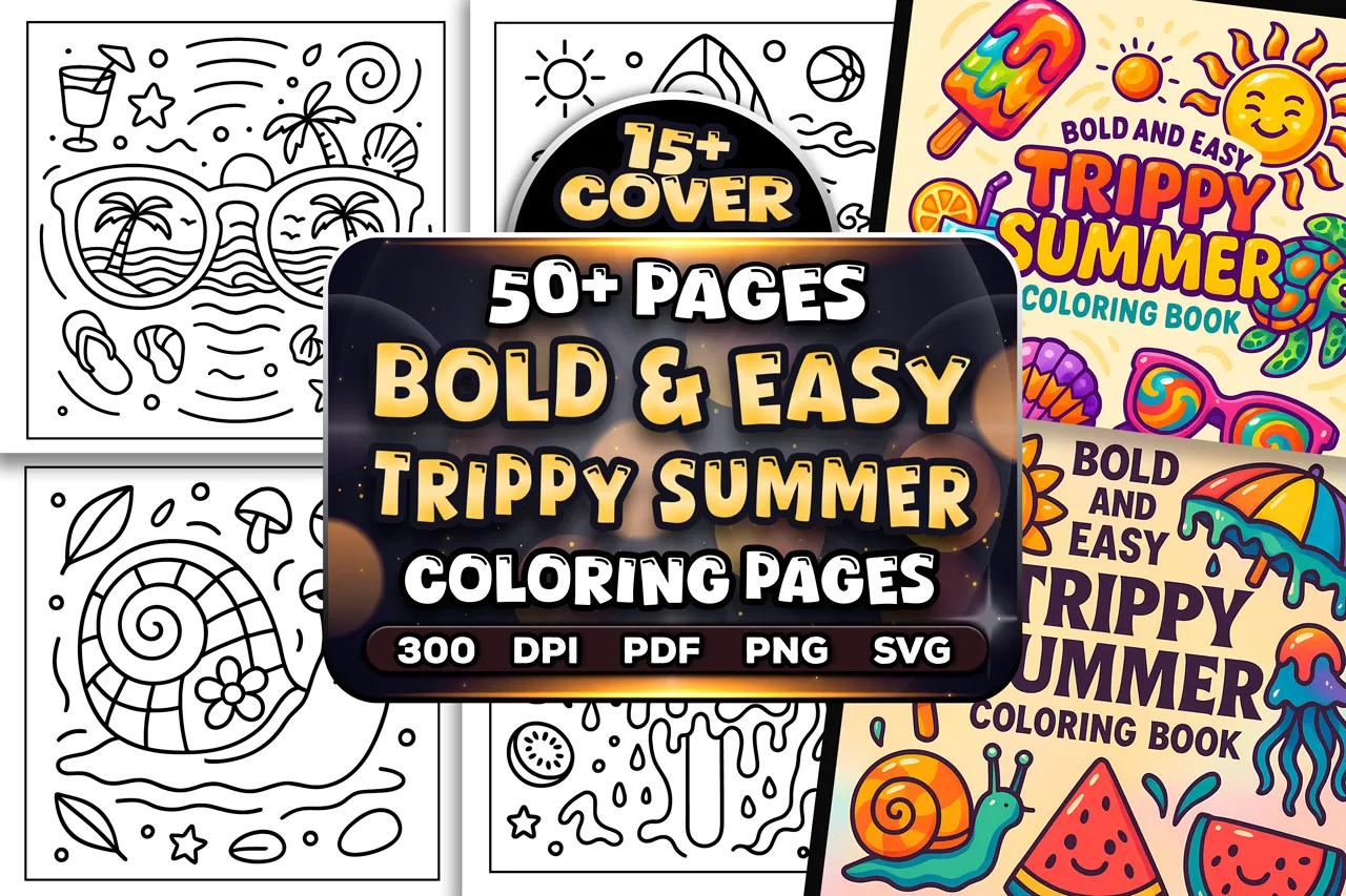 50+ Easy Trippy Summer Coloring Pages