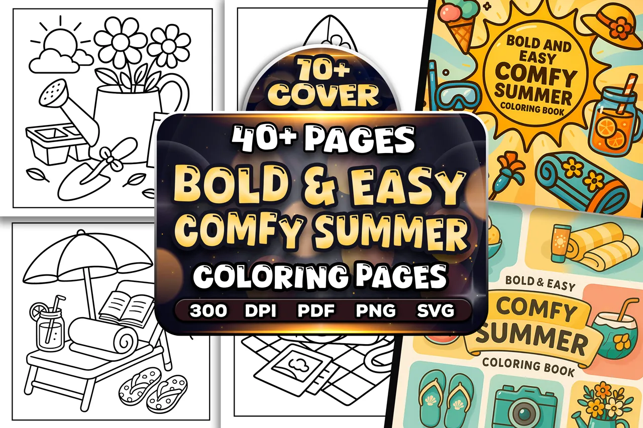 40+ Easy Comfy Summer Coloring Pages