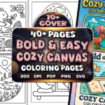 40+ Bold Easy Cozy Canvas Coloring Pages