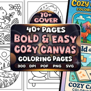 40+ Bold Easy Cozy Canvas Coloring Pages