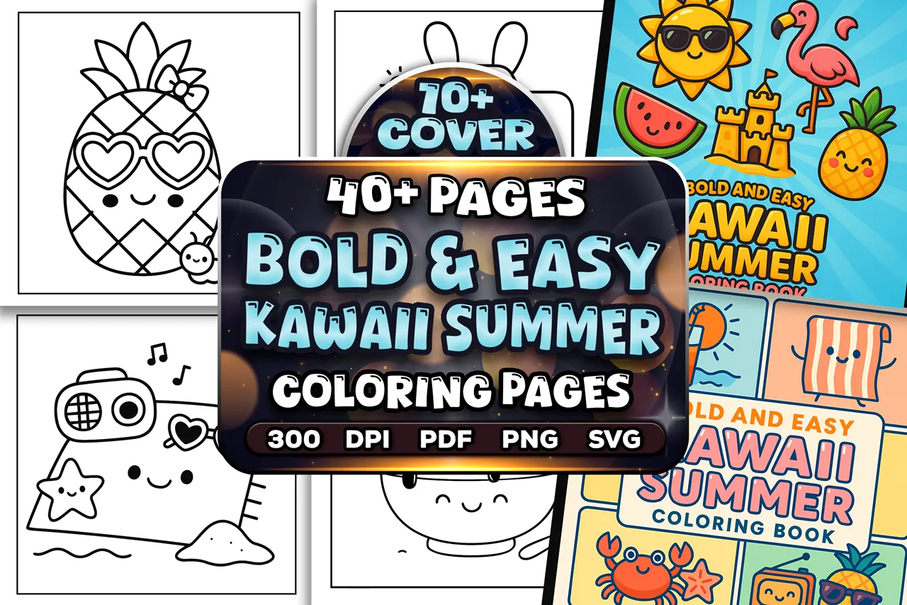 40+ Easy Kawaii Summer Coloring Pages