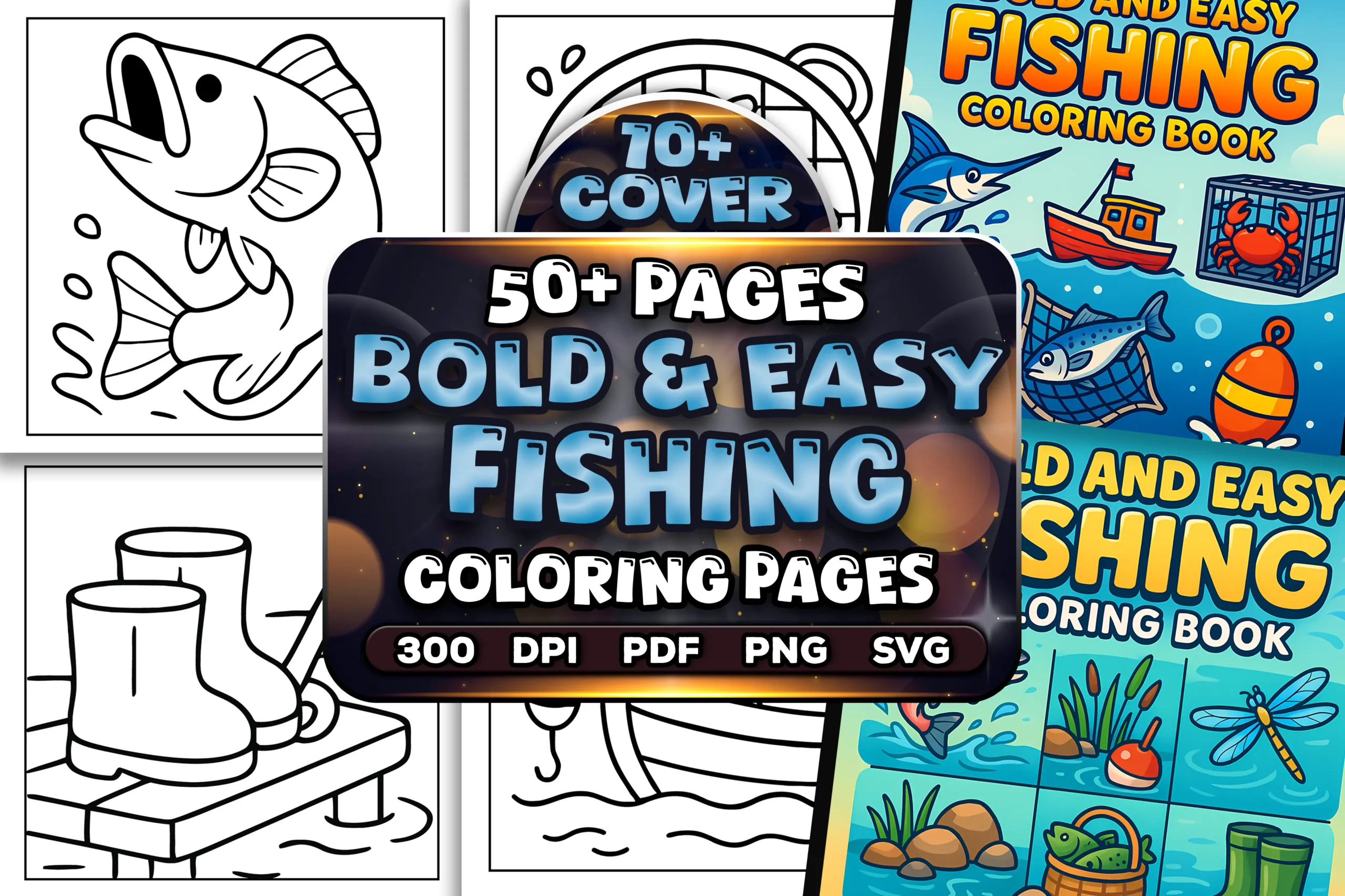 50+ Bold Easy Fishing Coloring Pages