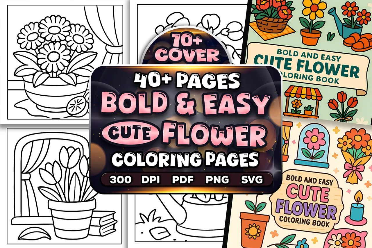 40+ Bold Easy Flower Coloring Pages