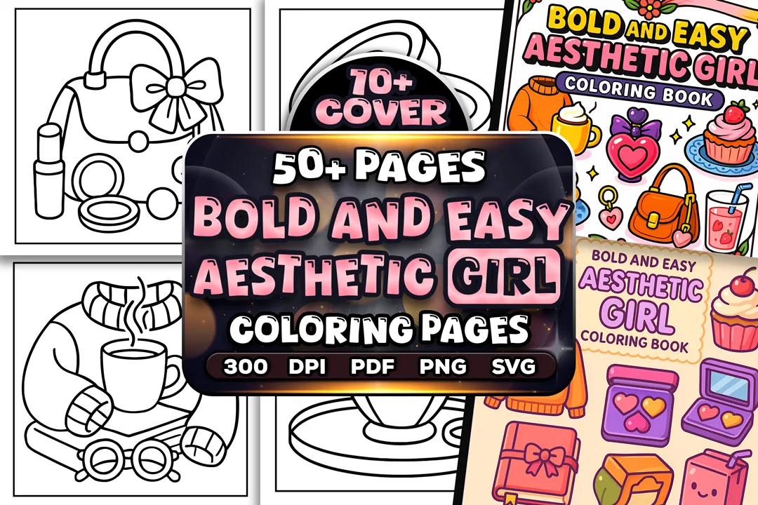 50+ Bold Easy Aesthetic Girl Coloring Pages