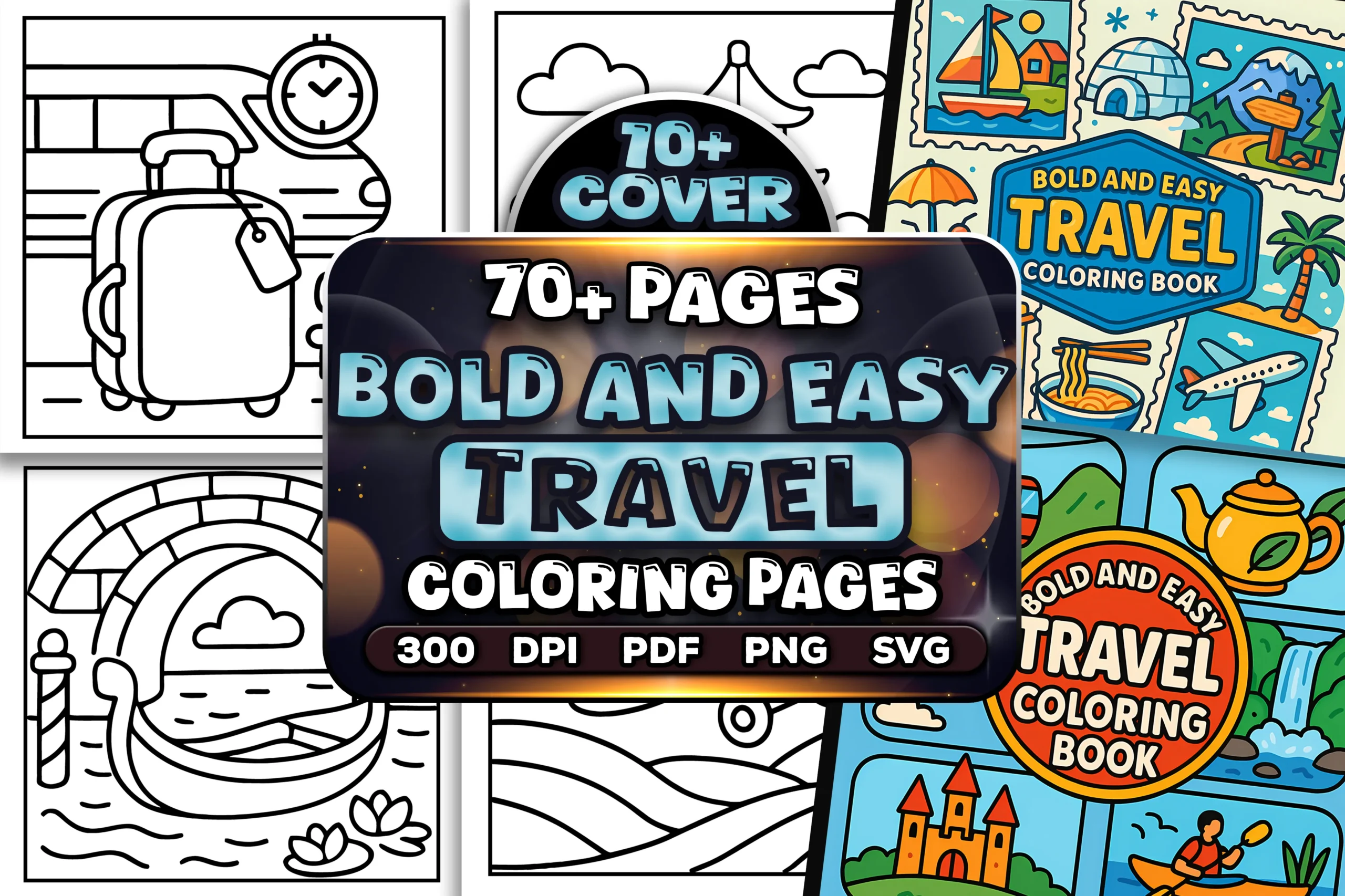 70+ Bold Easy Travel Coloring Pages