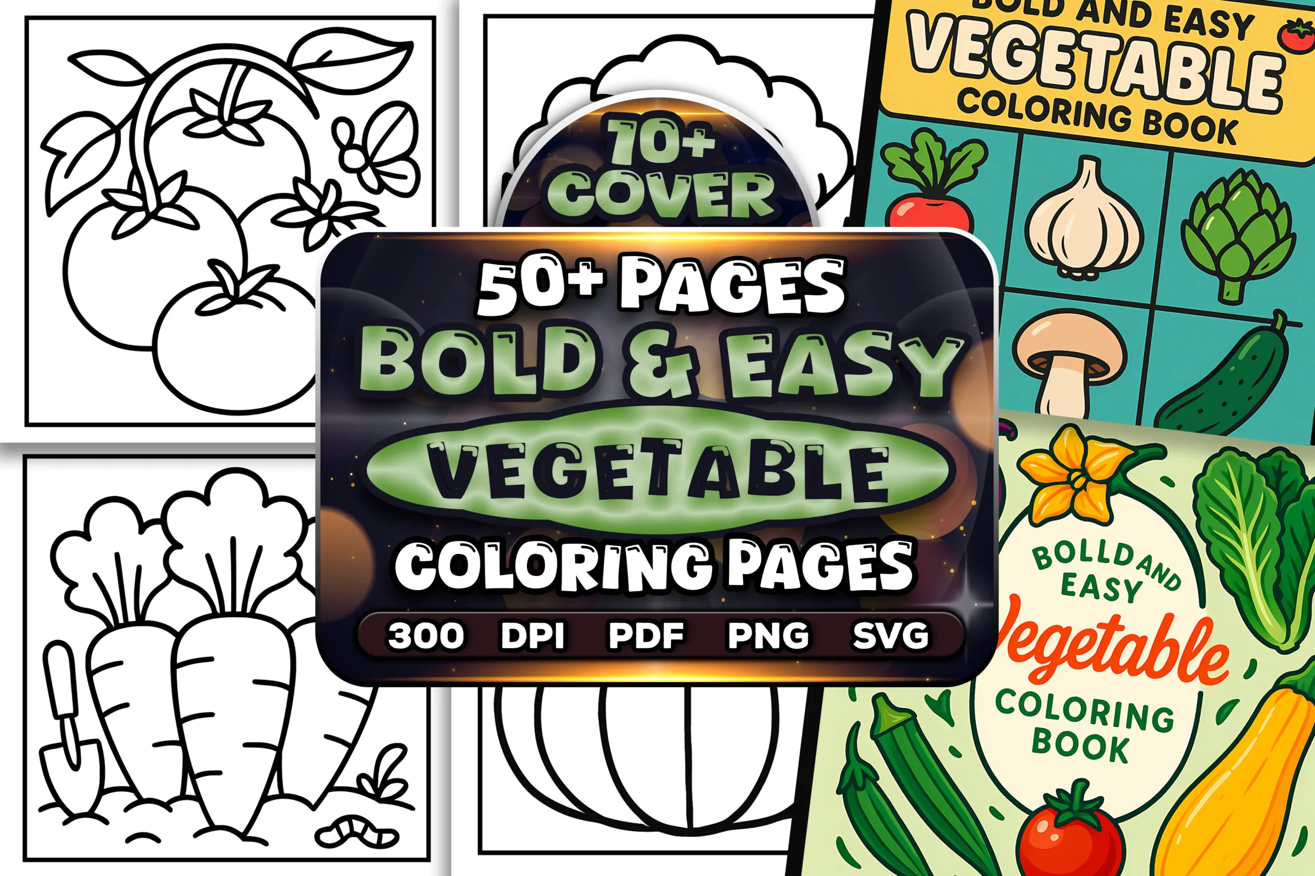 50+ Bold Easy Vegetable Coloring Pages